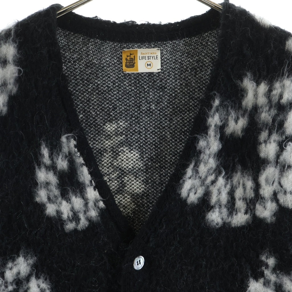 SAINT MICHAEL(セントマイケル) 24AW ×DENIM TEARS DT MH CARDIGAN デニムティアーズ モヘア カーディガン ブラック SM-YS1-0000-C50