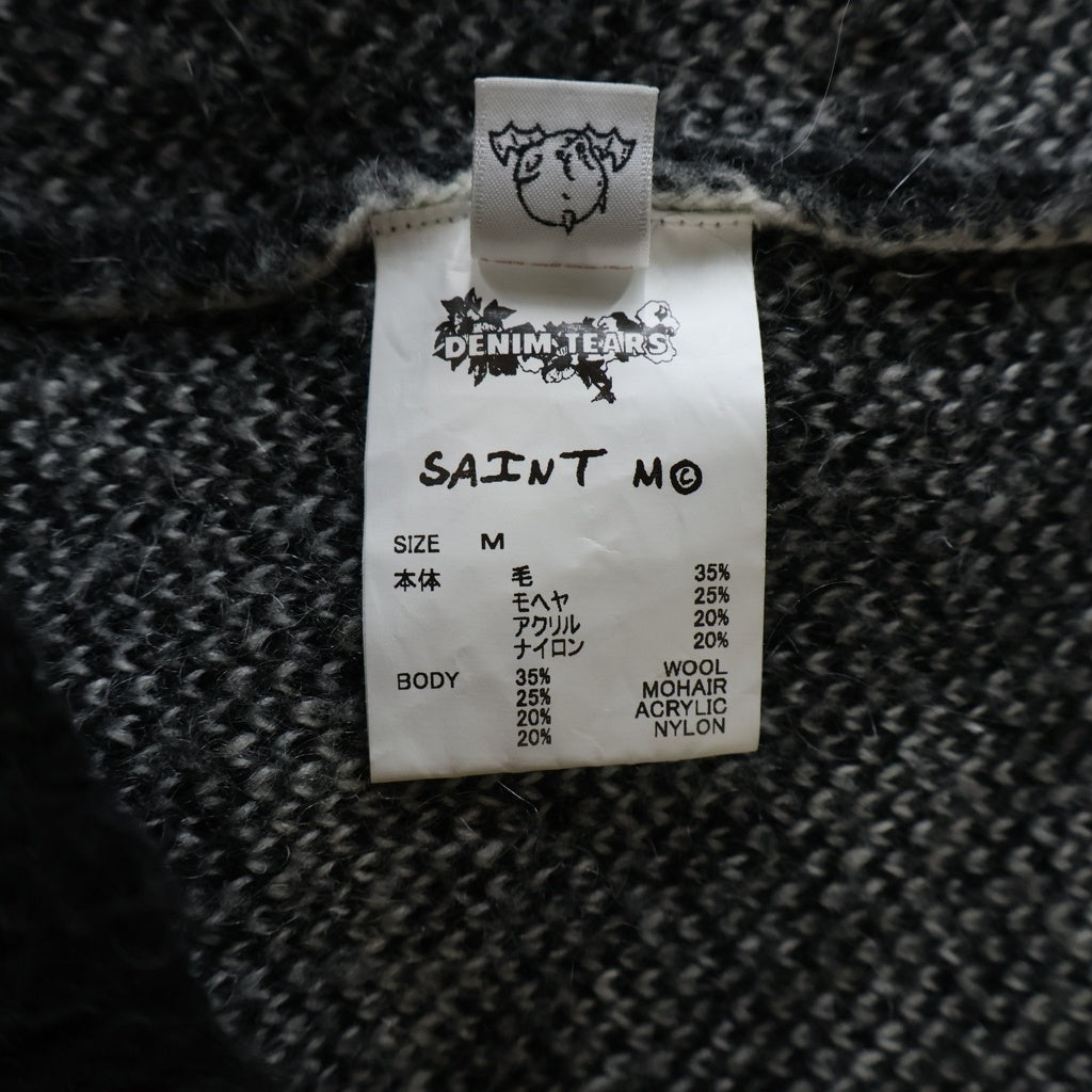 SAINT MICHAEL(セントマイケル) 24AW ×DENIM TEARS DT MH CARDIGAN デニムティアーズ モヘア カーディガン ブラック SM-YS1-0000-C50