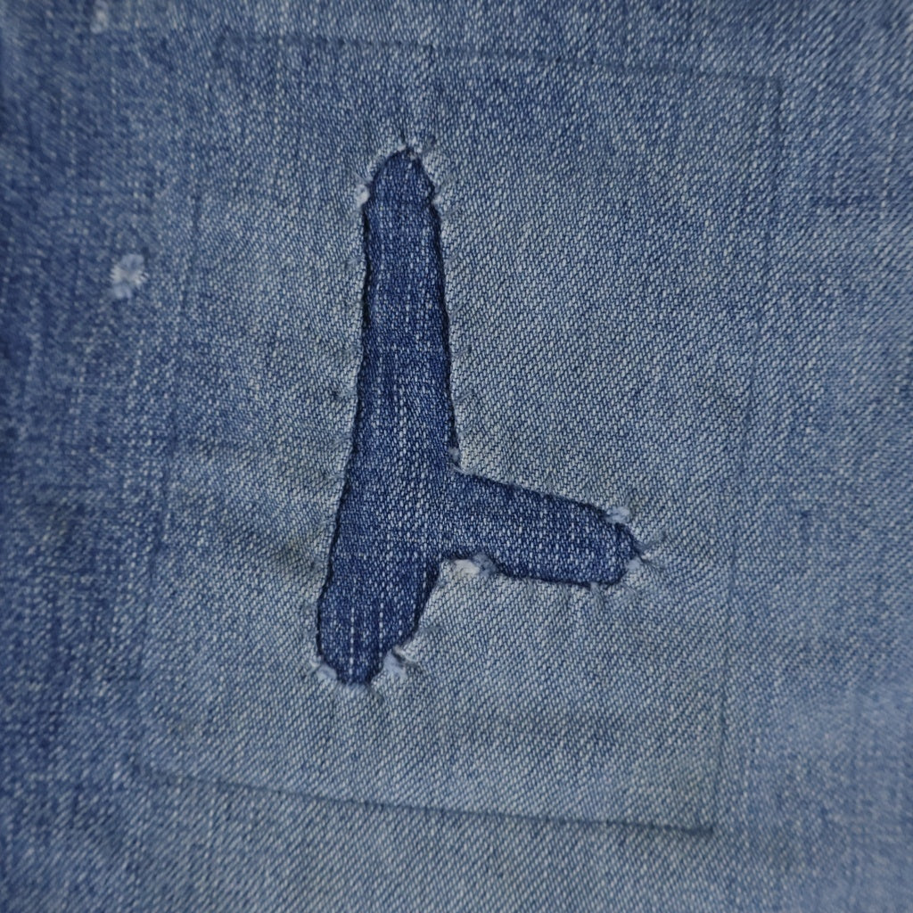 SAINT MICHAEL(セントマイケル) 24AW DENIM DOUBLE KNEE ダブルニー フレアデニムパンツ リペア加工 インディゴ SM-YS1-0000-066