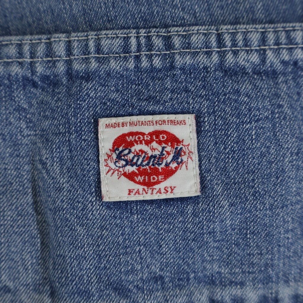 SAINT MICHAEL(セントマイケル) 24AW DENIM DOUBLE KNEE ダブルニー フレアデニムパンツ リペア加工 インディゴ SM-YS1-0000-066