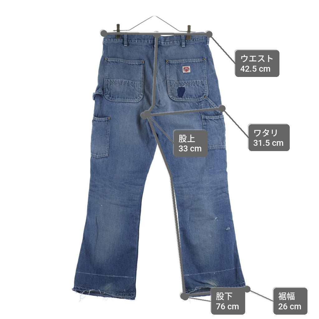 SAINT MICHAEL(セントマイケル) 24AW DENIM DOUBLE KNEE ダブルニー フレアデニムパンツ リペア加工 インディゴ SM-YS1-0000-066