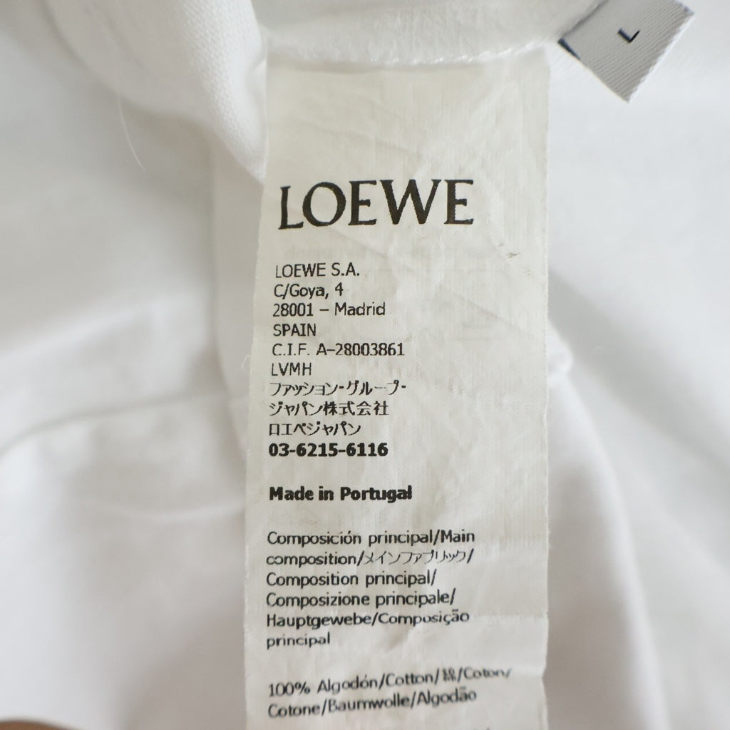 LOEWE(ロエベ) アナグラムロゴ刺繍 クルーネック半袖Tシャツカットソー ホワイト H526Y22X75