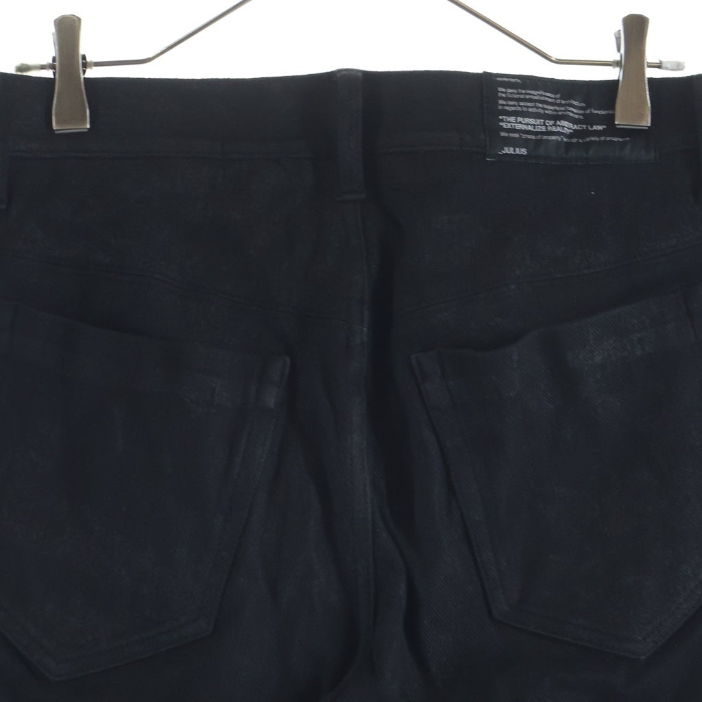 JULIUS(ユリウス) 14SS CRACK KNIT DENIM コーティングスキニーカーゴパンツ ブラック