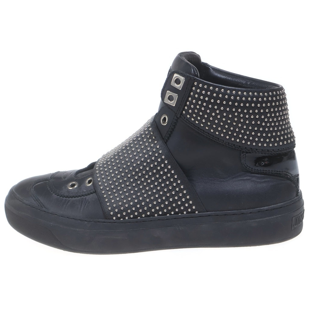 JIMMY CHOO(ジミーチュウ) STUDS HIGH CUT SNEAKER スタッズ レザーハイカットスニーカー ブラック