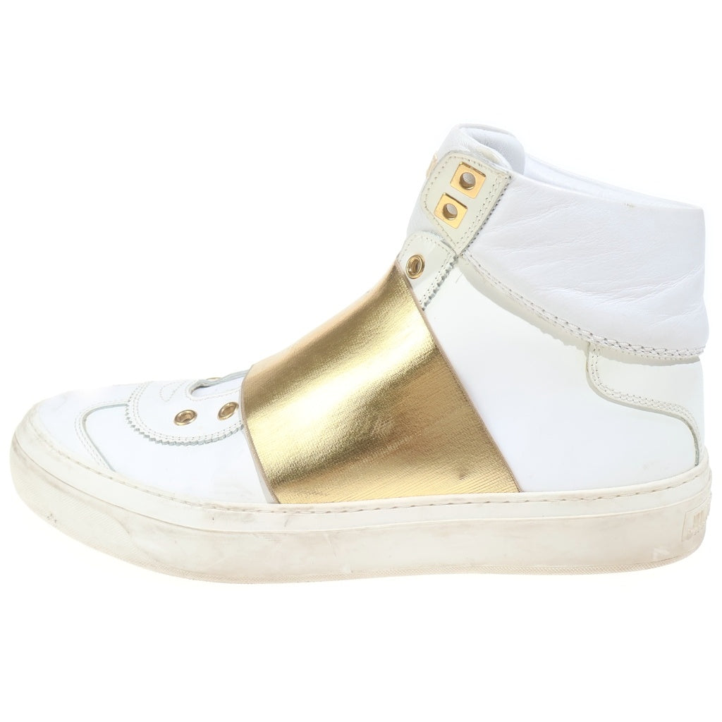 JIMMY CHOO(ジミーチュウ) Mat Calf Gold Metallic High Cut Sneaker マット カーフ ゴールドメタリック ハイカットスニーカー ホワイト