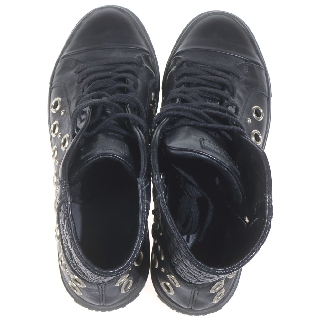 VERSUS VERSACE(ヴェルサス ヴェルサーチ) LEATHER HIGH CUT SNEAKER パンチング レザー ハイカットスニーカー ブラック