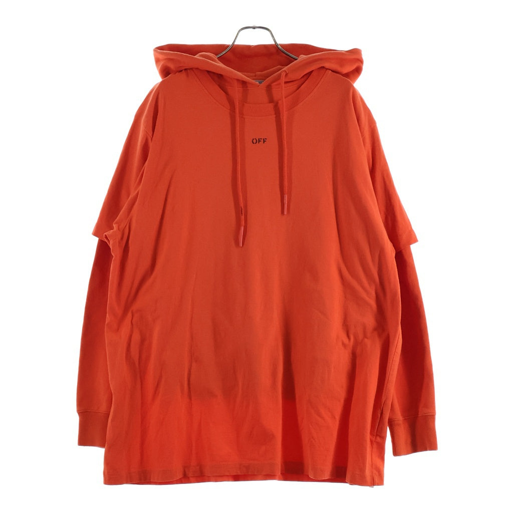 OFF-WHITE(オフホワイト) 20AW Logo Slim Sweatshirt OMBB052E20FLE001 バックアロープリントレイヤード プルオーバーパーカー フーディ オレンジ