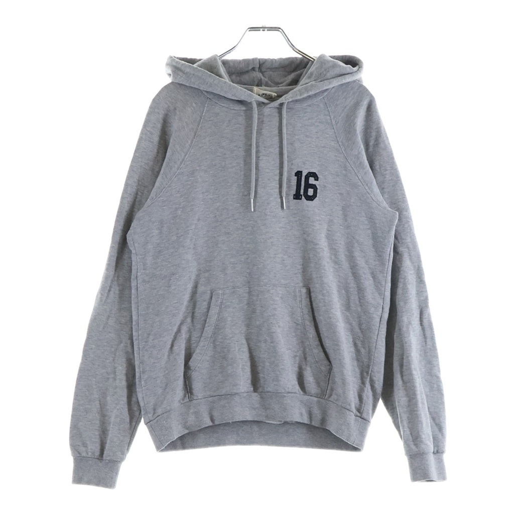 CELINE(セリーヌ) HOODED SWEATER EMBROIDERED WITH CELINE 16 2Y174450I ナンバーロゴプリント カシミヤ混 プルオーバーパーカー フーディ グレー