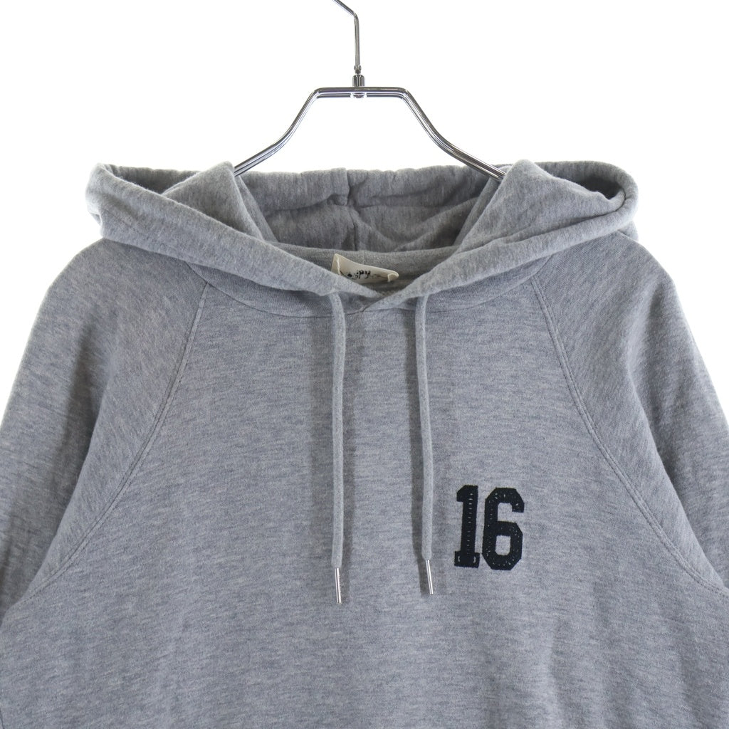 CELINE(セリーヌ) HOODED SWEATER EMBROIDERED WITH CELINE 16 2Y174450I ナンバーロゴプリント カシミヤ混 プルオーバーパーカー フーディ グレー