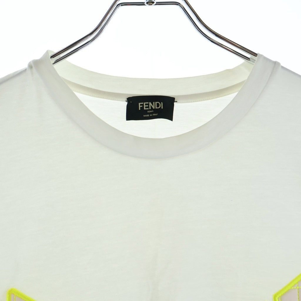 FENDI(フェンディ) MONSTER CREW T-SHIRT FAF538 3D メッシュ FFロゴ クルーネック半袖Tシャツカットソー ホワイト