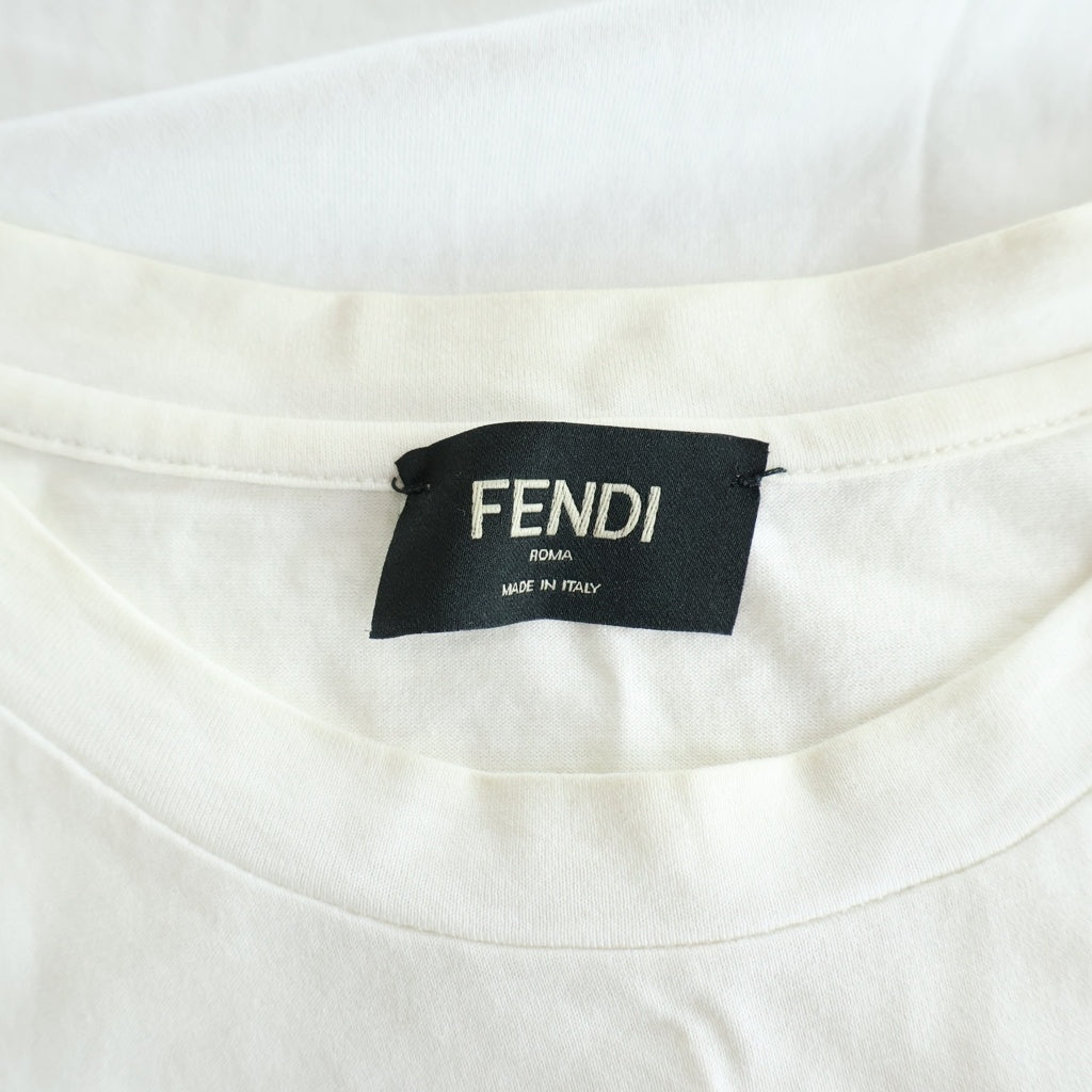 FENDI(フェンディ) MONSTER CREW T-SHIRT FAF538 3D メッシュ FFロゴ クルーネック半袖Tシャツカットソー ホワイト