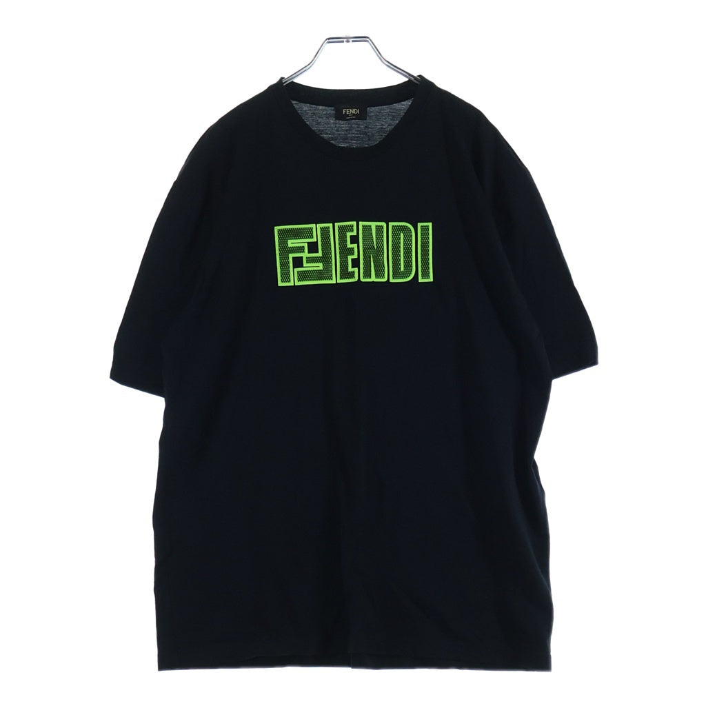 FENDI(フェンディ) FF LOGO MESH CREW T-SHIRT FAF538 FF ロゴ メッシュ クルーネック半袖Tシャツカットソー ブラック