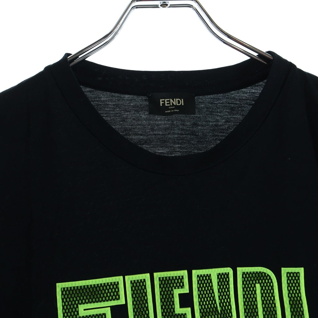 FENDI(フェンディ) FF LOGO MESH CREW T-SHIRT FAF538 FF ロゴ メッシュ クルーネック半袖Tシャツカットソー ブラック