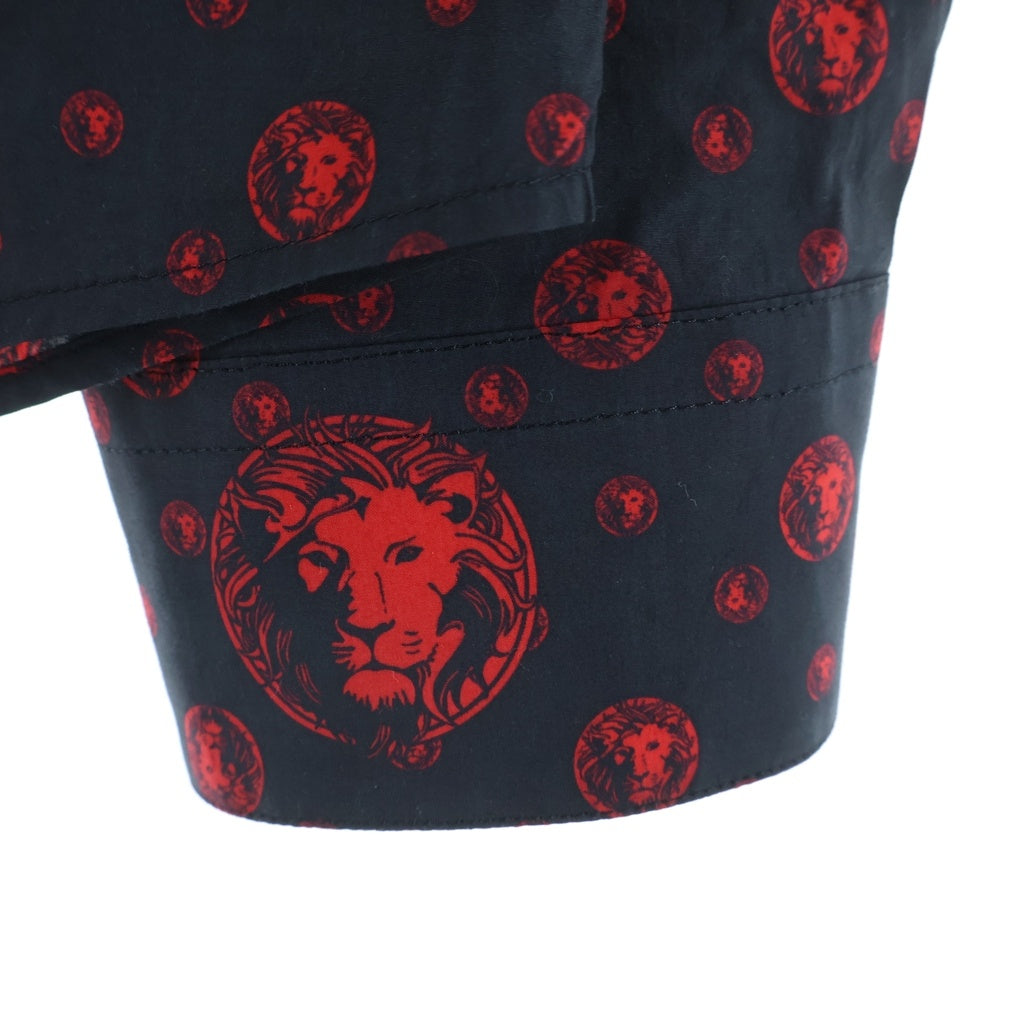 VERSUS VERSACE(ヴェルサス ヴェルサーチ) Lion Print Black Shirt BU20108 ライオンプリント 総柄 長袖コットンシャツ ブラック