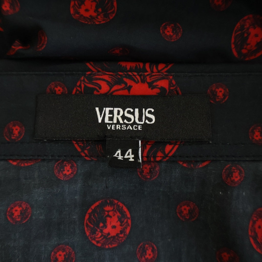 VERSUS VERSACE(ヴェルサス ヴェルサーチ) Lion Print Black Shirt BU20108 ライオンプリント 総柄 長袖コットンシャツ ブラック
