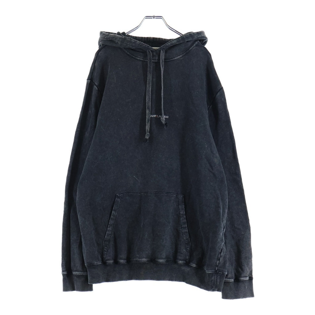 SAINT LAURENT PARIS(サンローランパリ) 18SS Washed Logo Sweatshirt 500648 ウォッシュド加工 フロントロゴプリント プルオーバーパーカー フーディー グレー