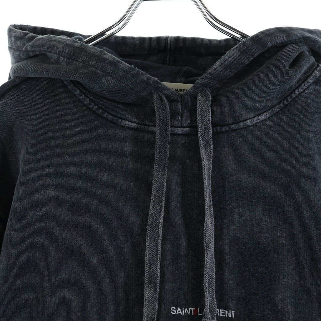 SAINT LAURENT PARIS(サンローランパリ) 18SS Washed Logo Sweatshirt 500648 ウォッシュド加工 フロントロゴプリント プルオーバーパーカー フーディー グレー