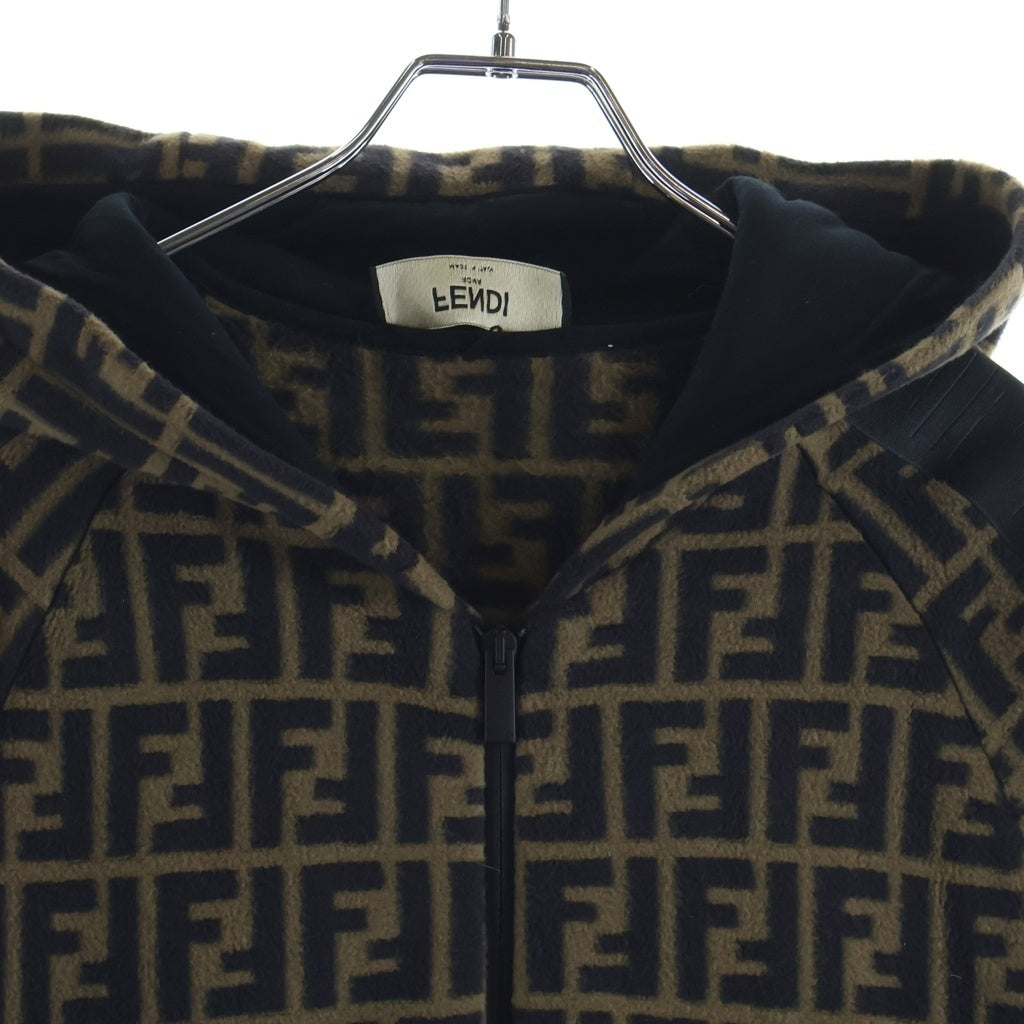 FENDI(フェンディ) FF LOGO ZUCCA ZIP-UP HOODIE FAF533 FFロゴ ズッカ柄 ジップアップパーカー フーディ ブラウン