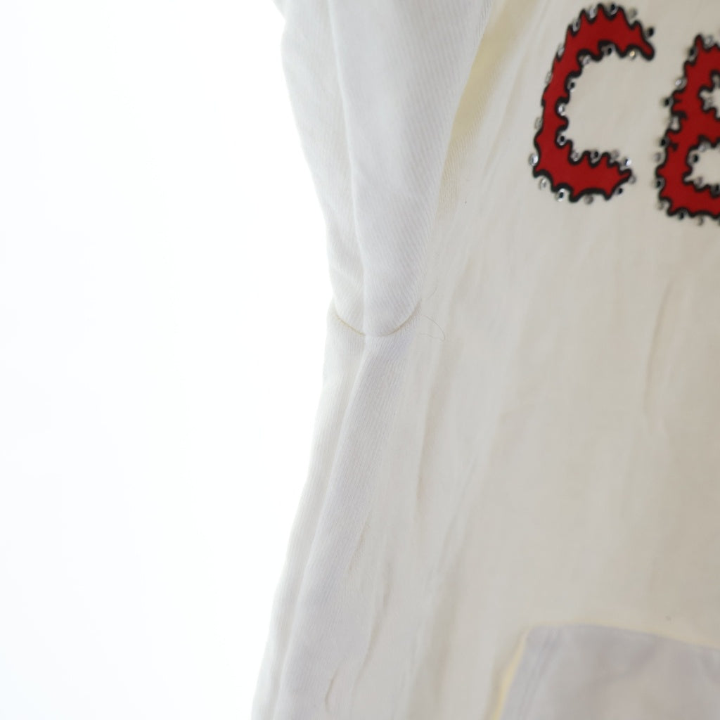 CELINE(セリーヌ) 23SS RHINESTONE HOODIE 2Y88B670Q ラインストーンロゴ プルオーバーパーカー フーディ ホワイト