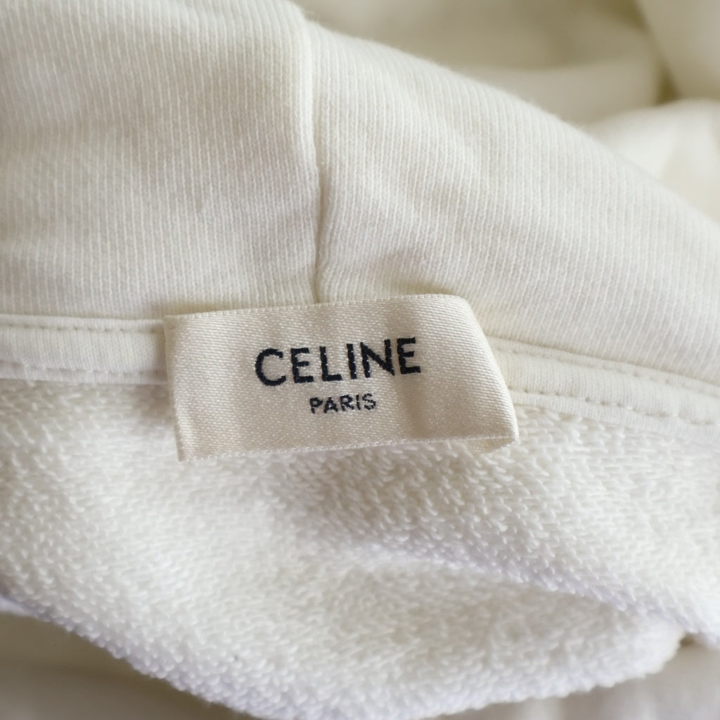 CELINE(セリーヌ) 23SS RHINESTONE HOODIE 2Y88B670Q ラインストーンロゴ プルオーバーパーカー フーディ ホワイト