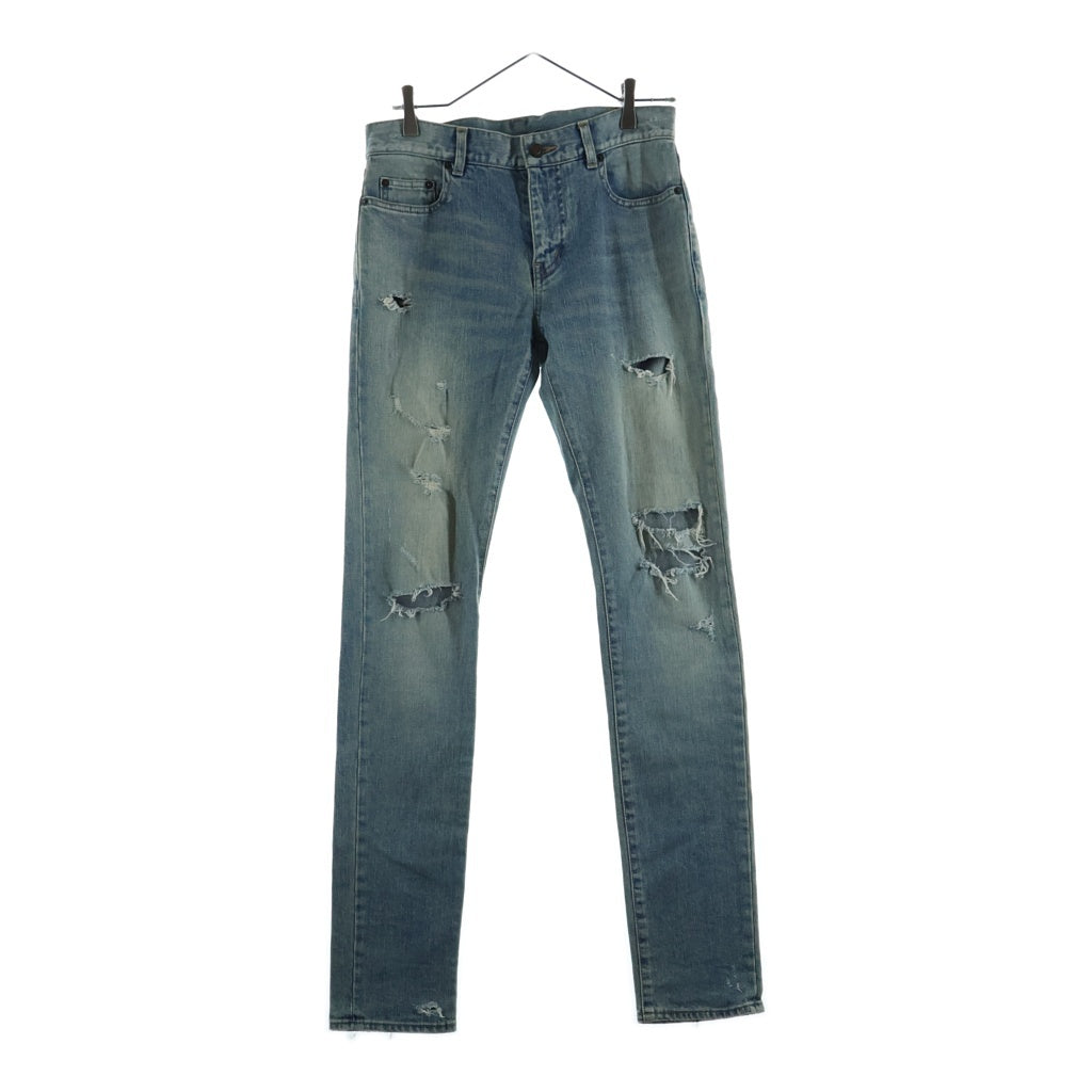 SAINT LAURENT PARIS(サンローランパリ) 17AW Knee Crush Skinny Denim Pants 476095 クラッシュ加工 スキニーデニムパンツ ジーンズ ブルー
