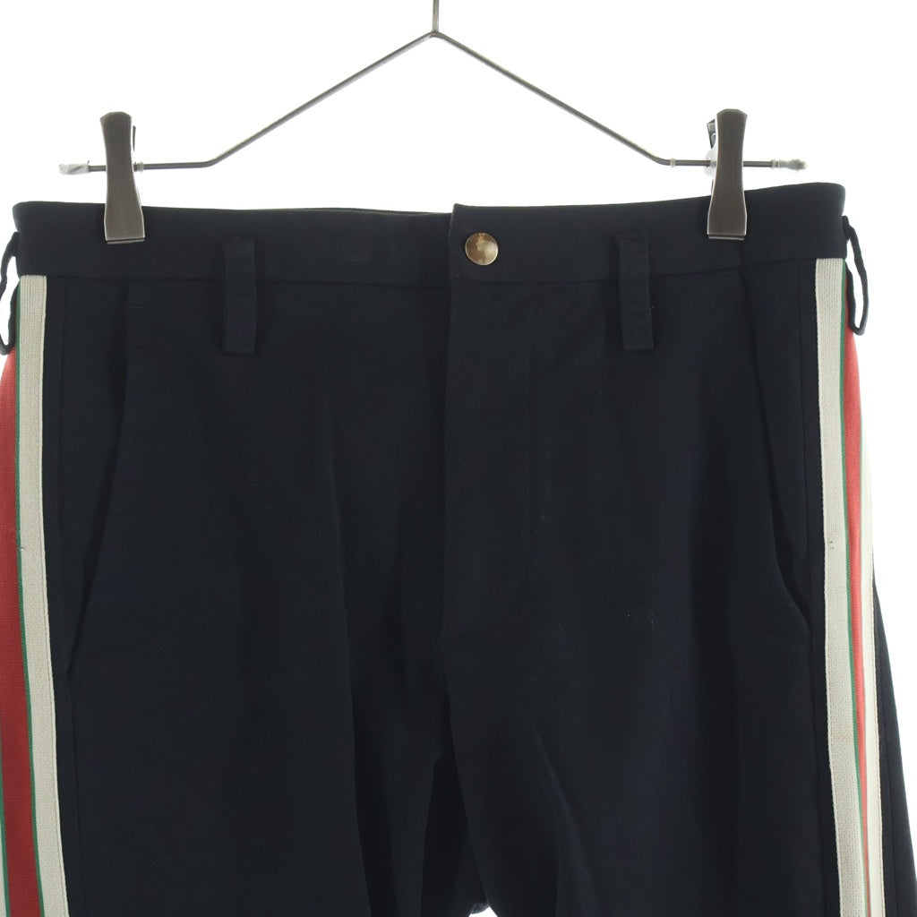 GUCCI(グッチ) 18SS Sideline Stretch Pants 495695 Z7576 サイドラインストレッチコットンパンツ ブラック