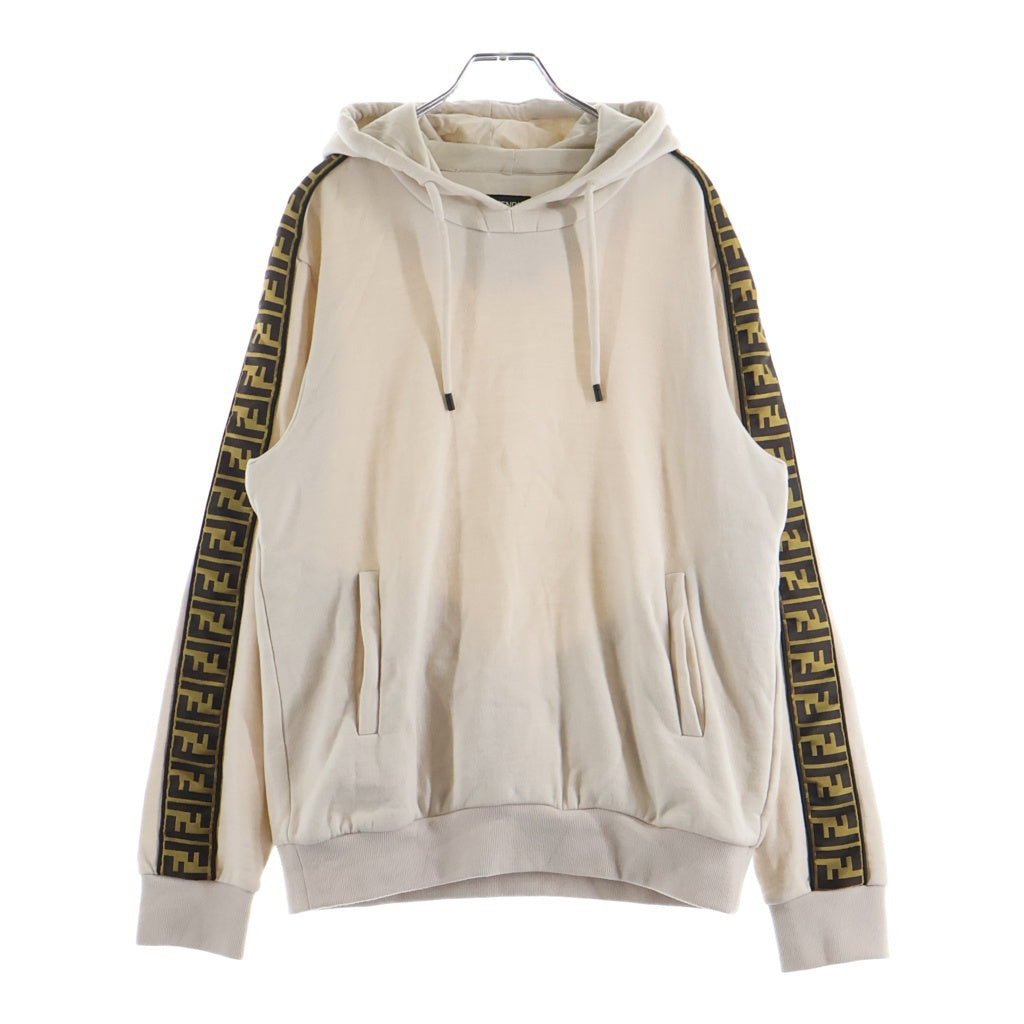 FENDI(フェンディ) 19AW ARM FF LOGO HOODIE FY0870 アームFFロゴ ズッカ柄 プルオーバーパーカー フーディ ベージュ