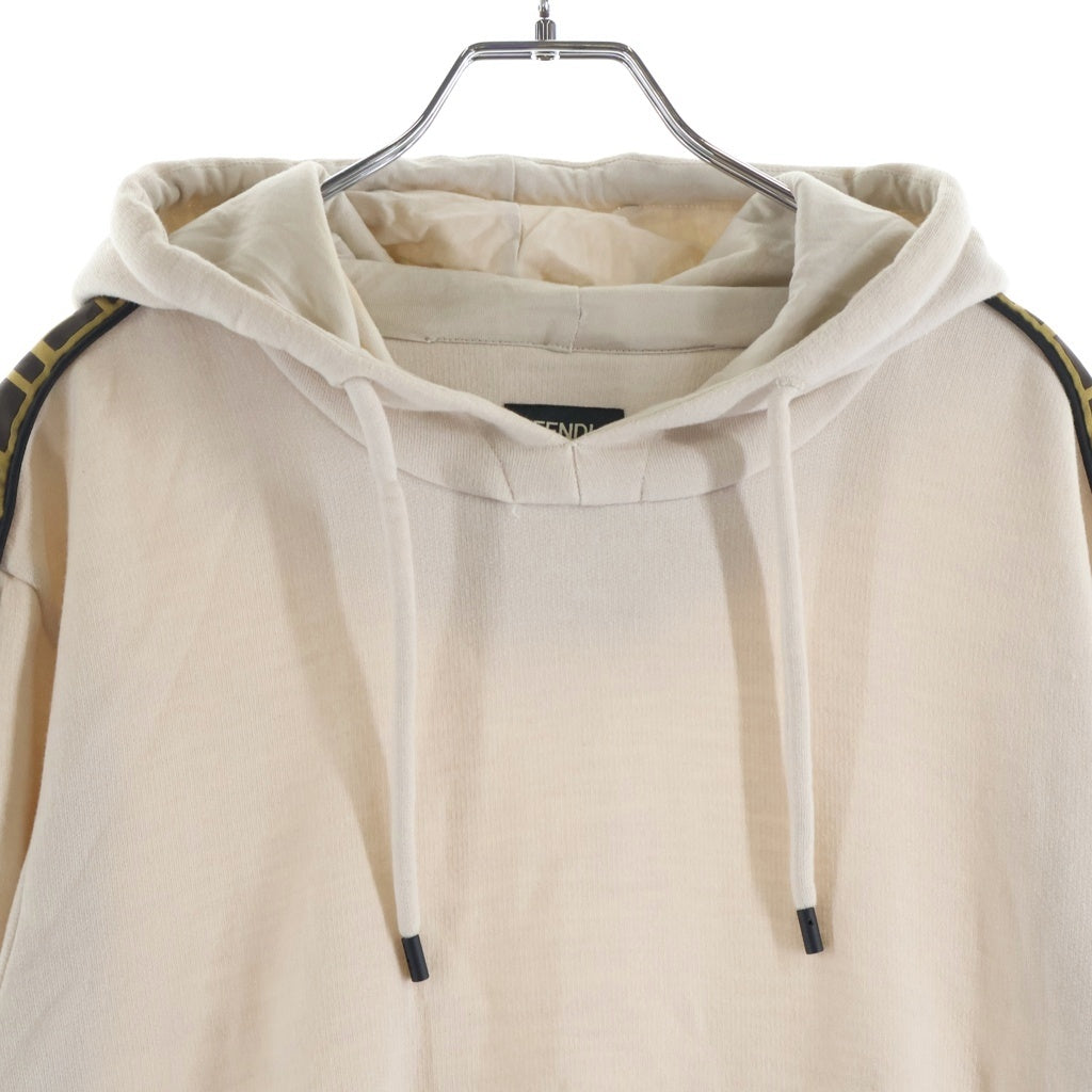 FENDI(フェンディ) 19AW ARM FF LOGO HOODIE FY0870 アームFFロゴ ズッカ柄 プルオーバーパーカー フーディ ベージュ