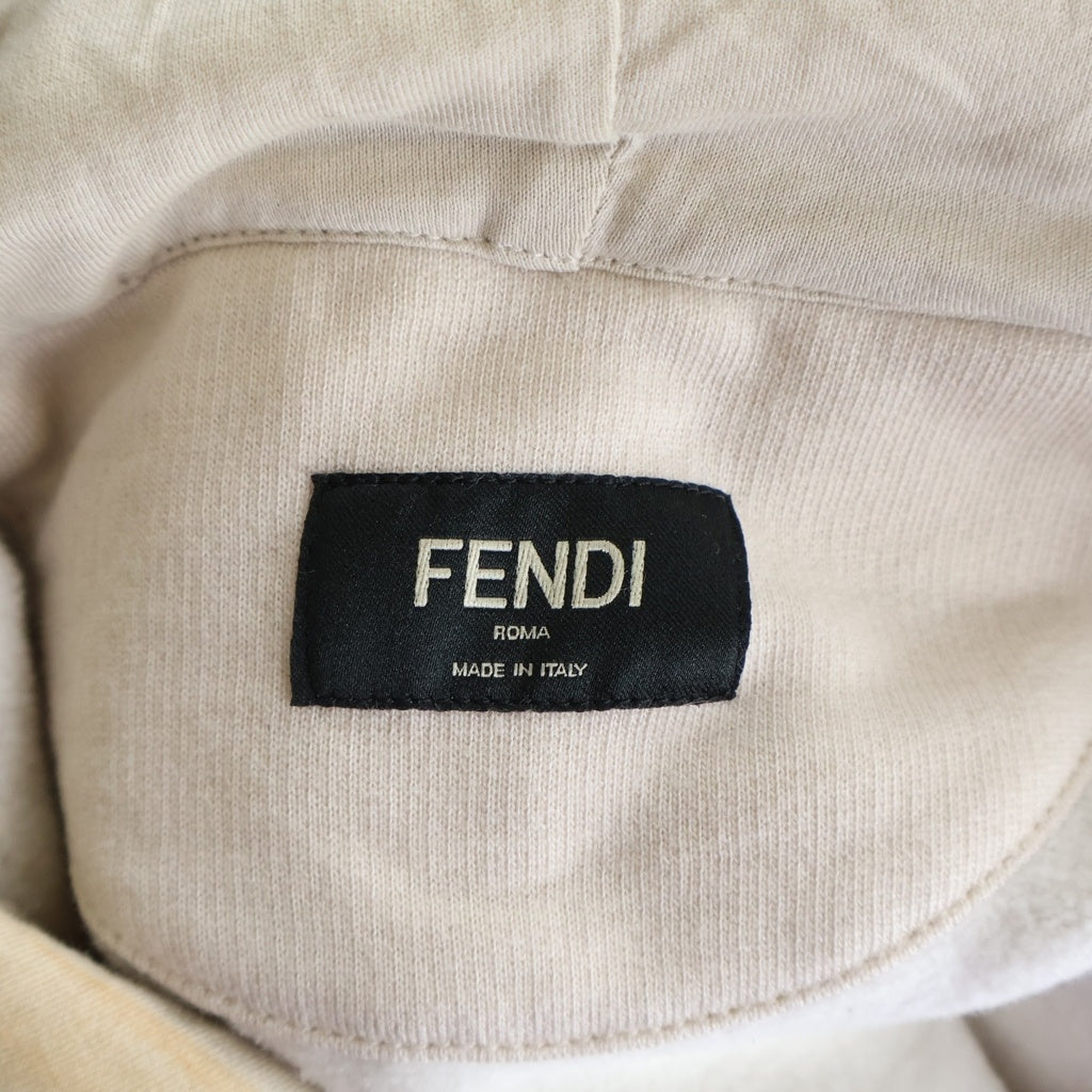 FENDI(フェンディ) 19AW ARM FF LOGO HOODIE FY0870 アームFFロゴ ズッカ柄 プルオーバーパーカー フーディ ベージュ