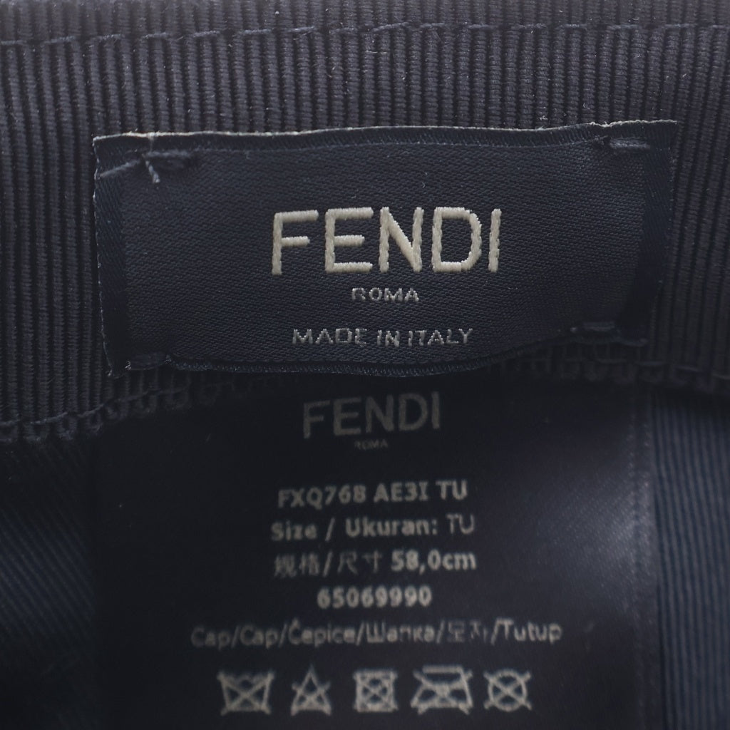 FENDI(フェンディ) LOGO BASEBALL CAP FXQ768 フロントロゴ ベースボールキャップ 帽子 ブラック