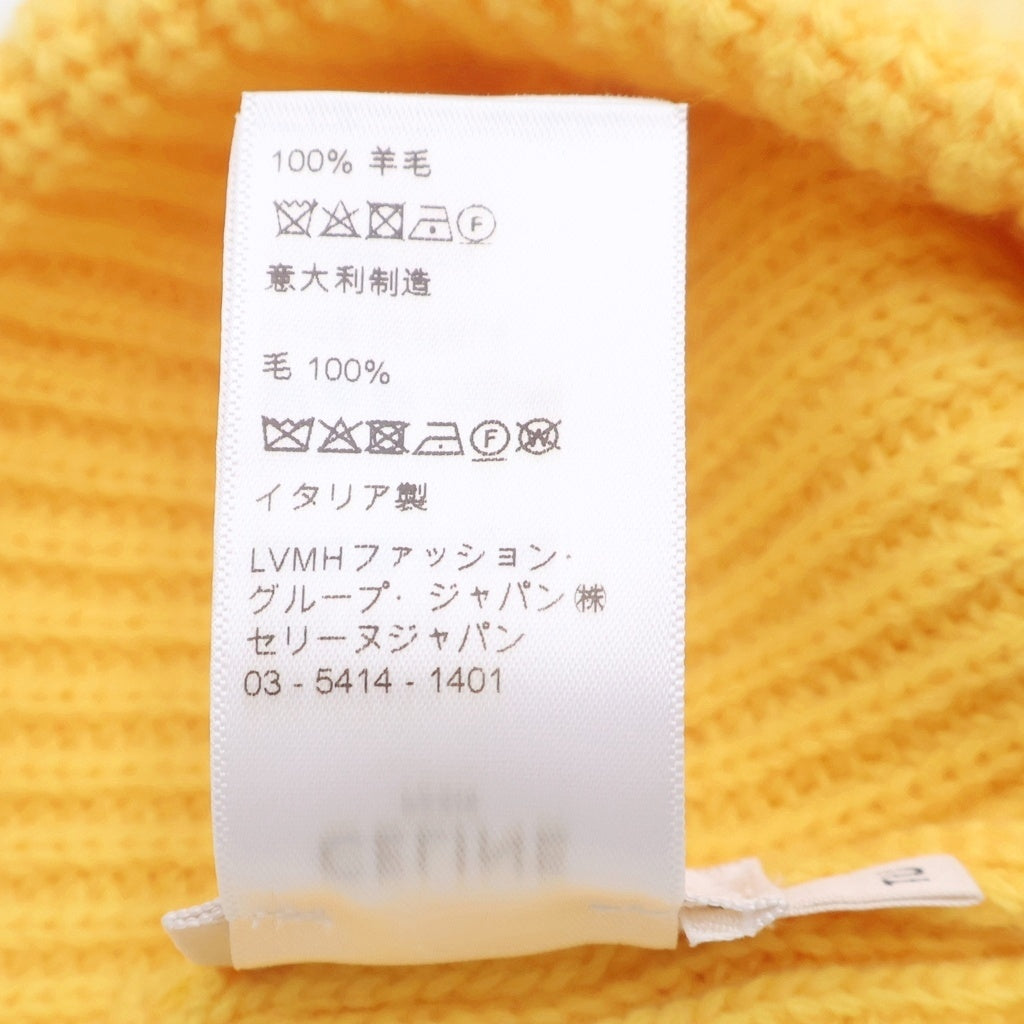 CELINE(セリーヌ) EMBROIDERED KNIT WOOL 2A61W535Q フロントロゴ刺繍 ウール ニットビーニー 帽子 イエロー