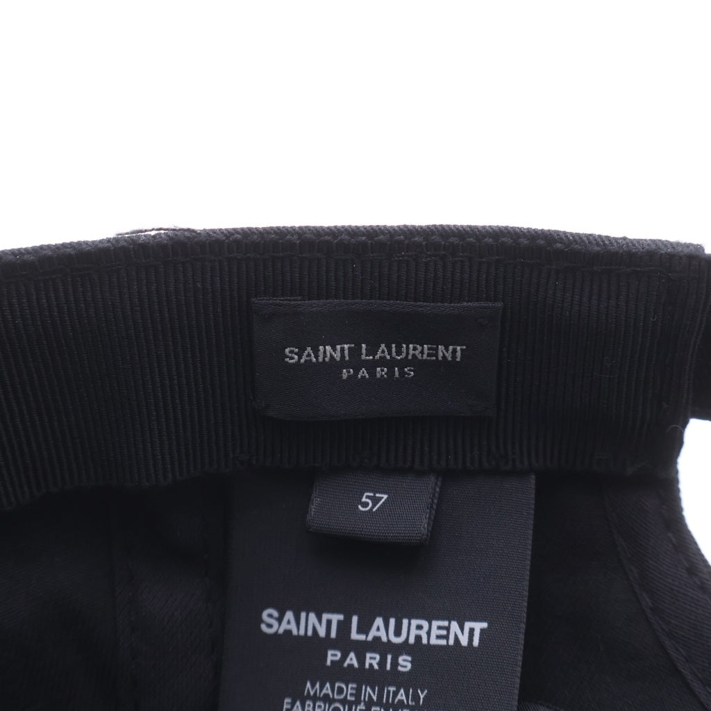 SAINT LAURENT PARIS(サンローランパリ) EMBROIDERED SL LOGO BASEBALL CAP 690929 SL ロゴ刺繍 ベースボールキャップ 帽子 ブラック