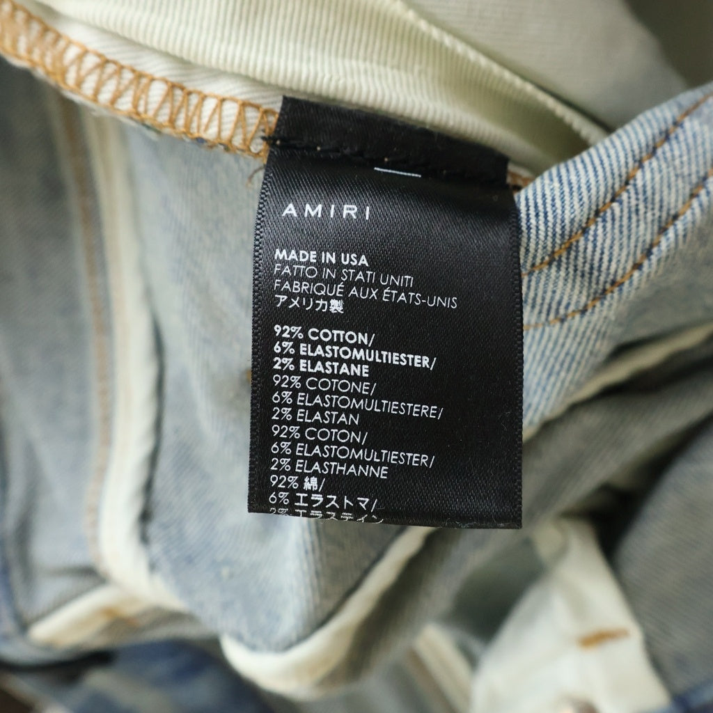 AMIRI(アミリ) SCARVES ART PATCH JEANS スカーブス アート パッチ クラッシュ加工 スキニーデニムパンツ ジーンズ インディゴ