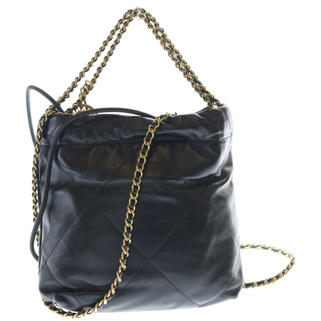 CHANEL(シャネル) シャネル22 ラムスキン チェーンミニショルダーバッグ ブラック レディース