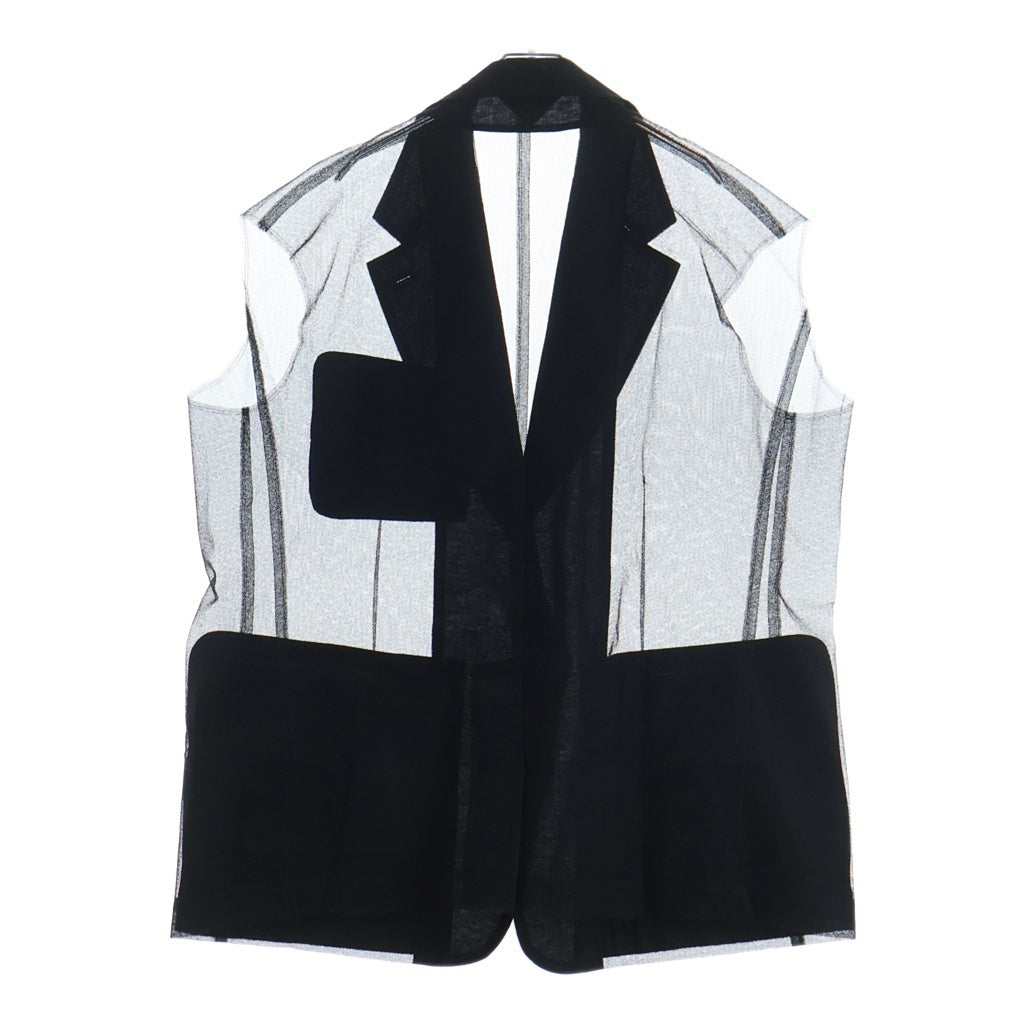 BLACK COMME des GARCONS(ブラックコムデギャルソン) 25SS ナイロンチュール メッシュ ノースリーブシャツ ブラック 1O-J021