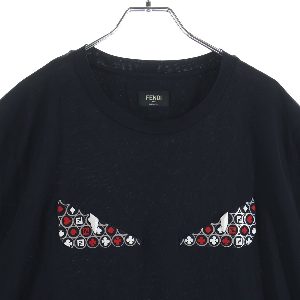 FENDI(フェンディ) モンスターアイ バッグバグズ プリント クルーネック半袖Tシャツカットソー ブラック FY0894 A6ZD
