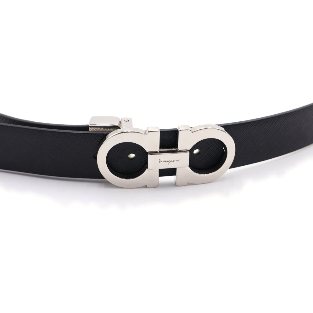 Salvatore Ferragamo(サルヴァトーレ フェラガモ) Reversible Leather Belt ダブルガンチーニ リバーシブル レザー ベルト ブラック/ホワイト