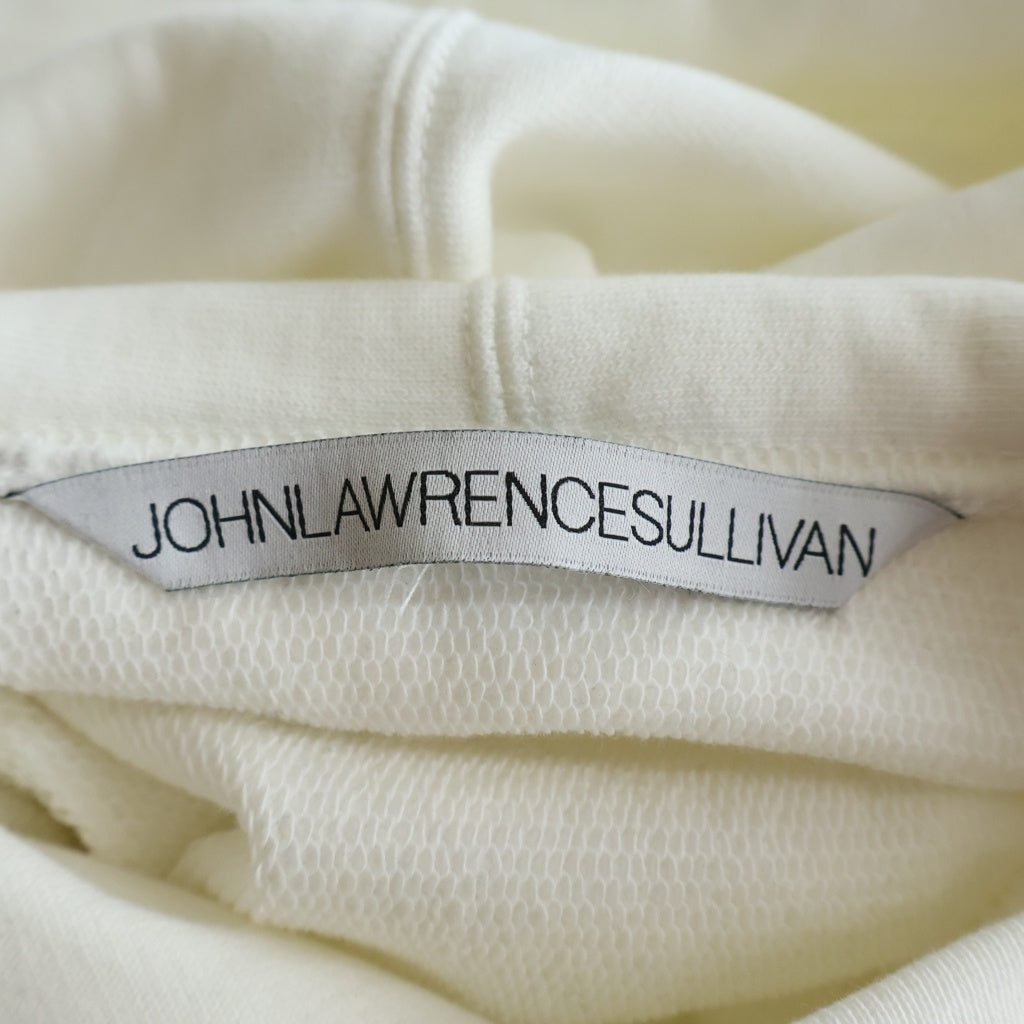 JOHN LAWRENCE SULLIVAN(ジョンローレンスサリバン) LEATIHER POCKET SWEAT HOODIE レザーポケット プルオーバー スウェットパーカー ホワイト 5A001-0424-39