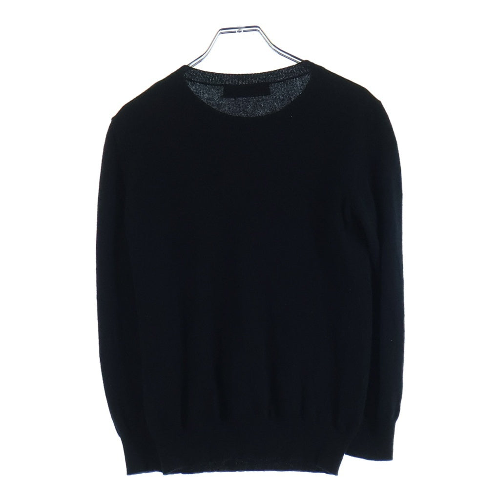 VALENTINO(ヴァレンティノ) Cashmere Wool Logo Knit Sweater フロントロゴ刺繍 クルーネック長袖ニットセーター ブラック/レッド SB3KC10546T