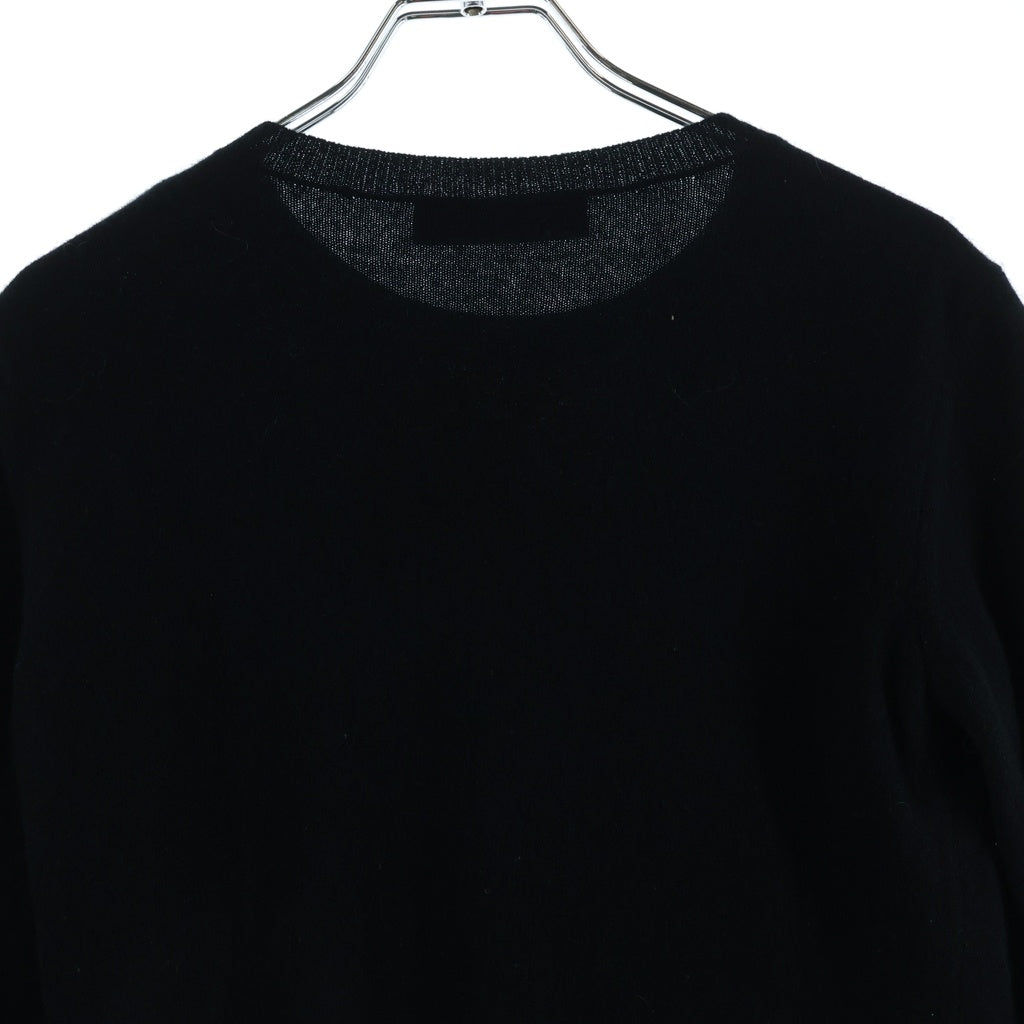 VALENTINO(ヴァレンティノ) Cashmere Wool Logo Knit Sweater フロントロゴ刺繍 クルーネック長袖ニットセーター ブラック/レッド SB3KC10546T