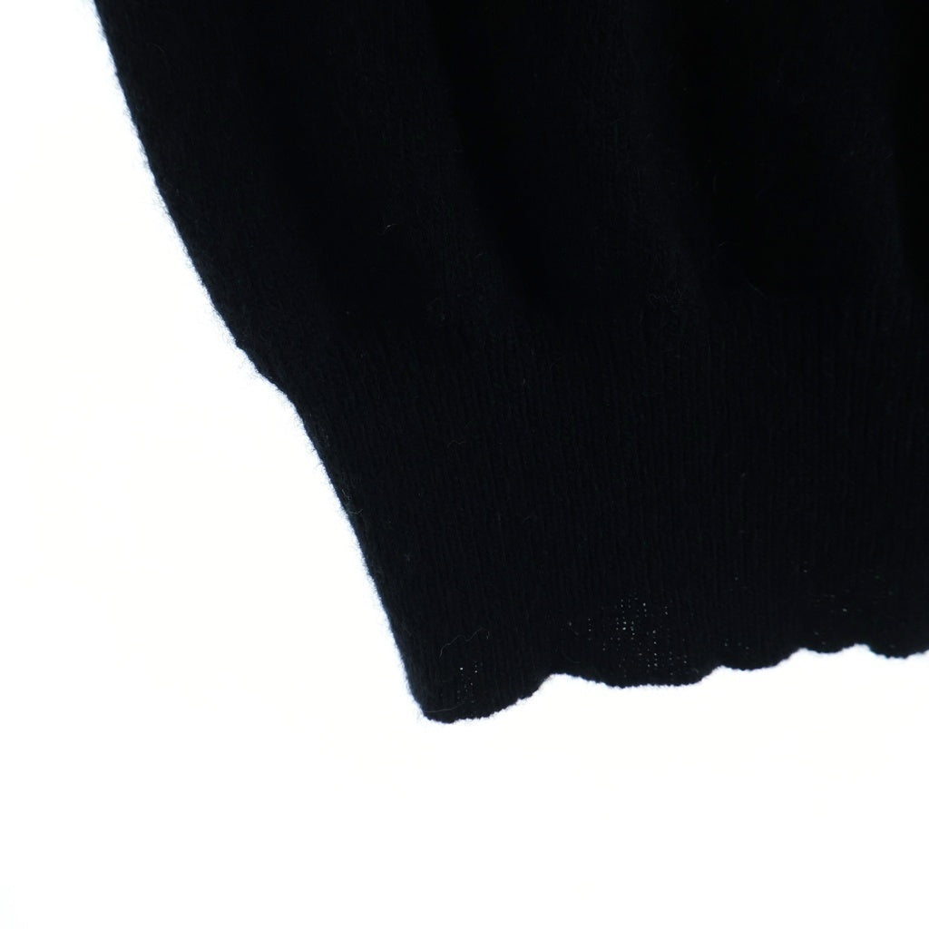 VALENTINO(ヴァレンティノ) Cashmere Wool Logo Knit Sweater フロントロゴ刺繍 クルーネック長袖ニットセーター ブラック/レッド SB3KC10546T
