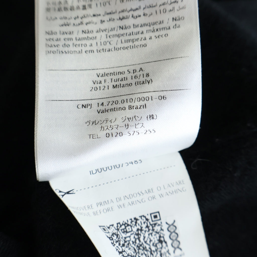 VALENTINO(ヴァレンティノ) Cashmere Wool Logo Knit Sweater フロントロゴ刺繍 クルーネック長袖ニットセーター ブラック/レッド SB3KC10546T