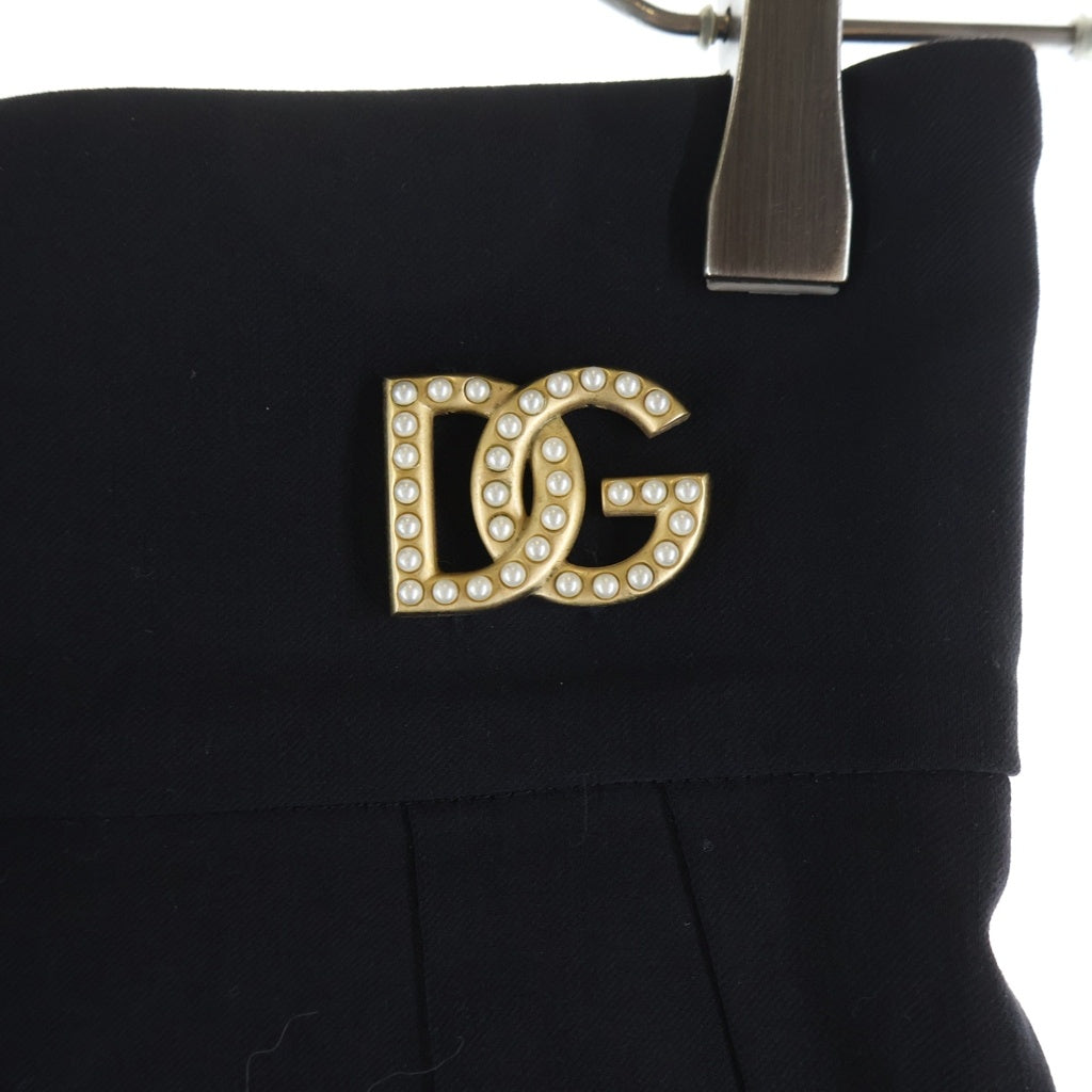DOLCE & GABBANA(ドルチェアンドガッバーナ) ラインストーン ロゴボタン ペンシルスカート ブラック/ゴールド レディース