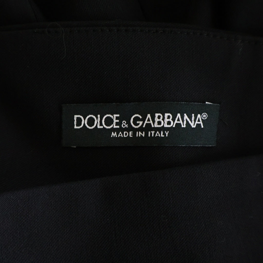DOLCE & GABBANA(ドルチェアンドガッバーナ) ラインストーン ロゴボタン ペンシルスカート ブラック/ゴールド レディース