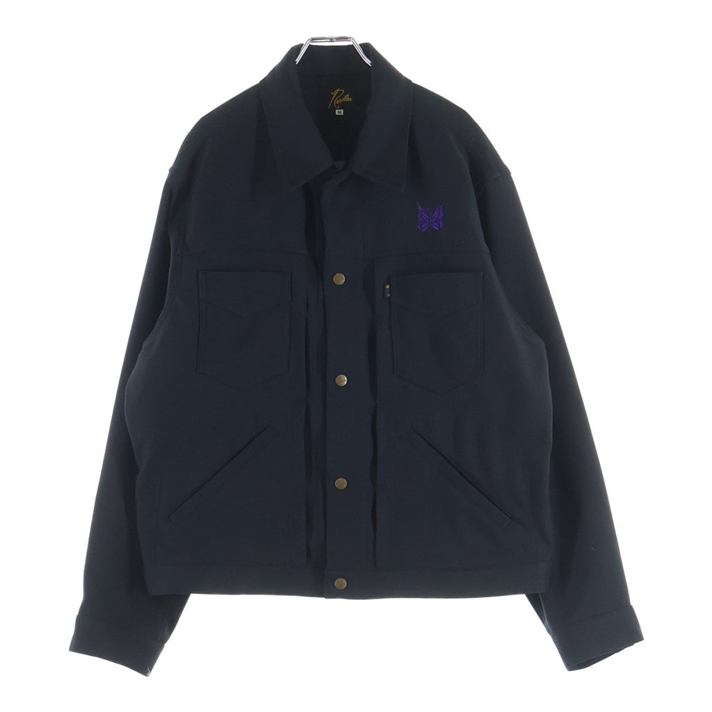 Needles(ニードルス) 22SS PENNY JEAN JACKET POLY TWILL KP195 フロントロゴ刺繍 ペニージーンジャケット ブラック