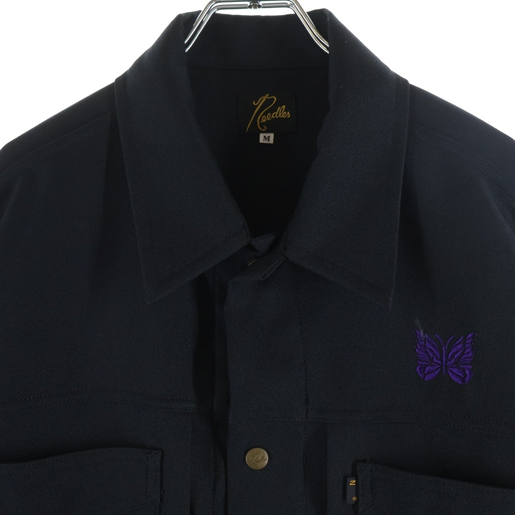 Needles(ニードルス) 22SS PENNY JEAN JACKET POLY TWILL KP195 フロントロゴ刺繍 ペニージーンジャケット ブラック