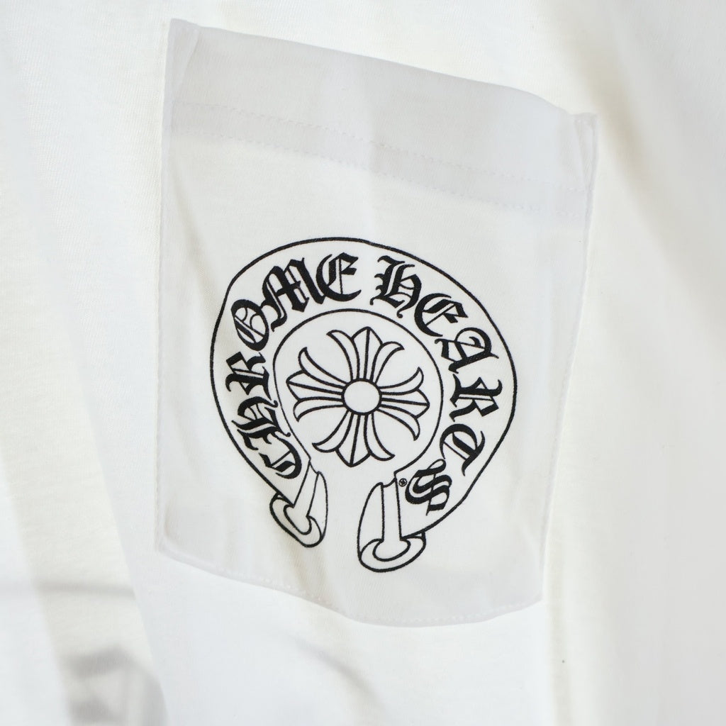 CHROME HEARTS(クロムハーツ) S/S バックホースシュー ホノルルプリント クルーネック半袖Tシャツカットソー ホワイト