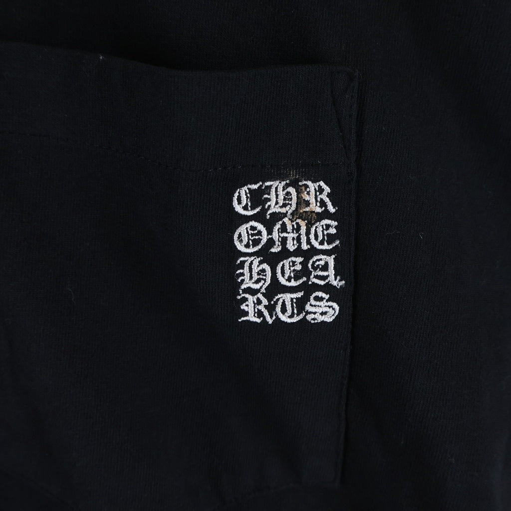 CHROME HEARTS(クロムハーツ) Y NOT S/S T-Shirts 袖クロス刺繍 クルーネック半袖Tシャツカットソー ブラック