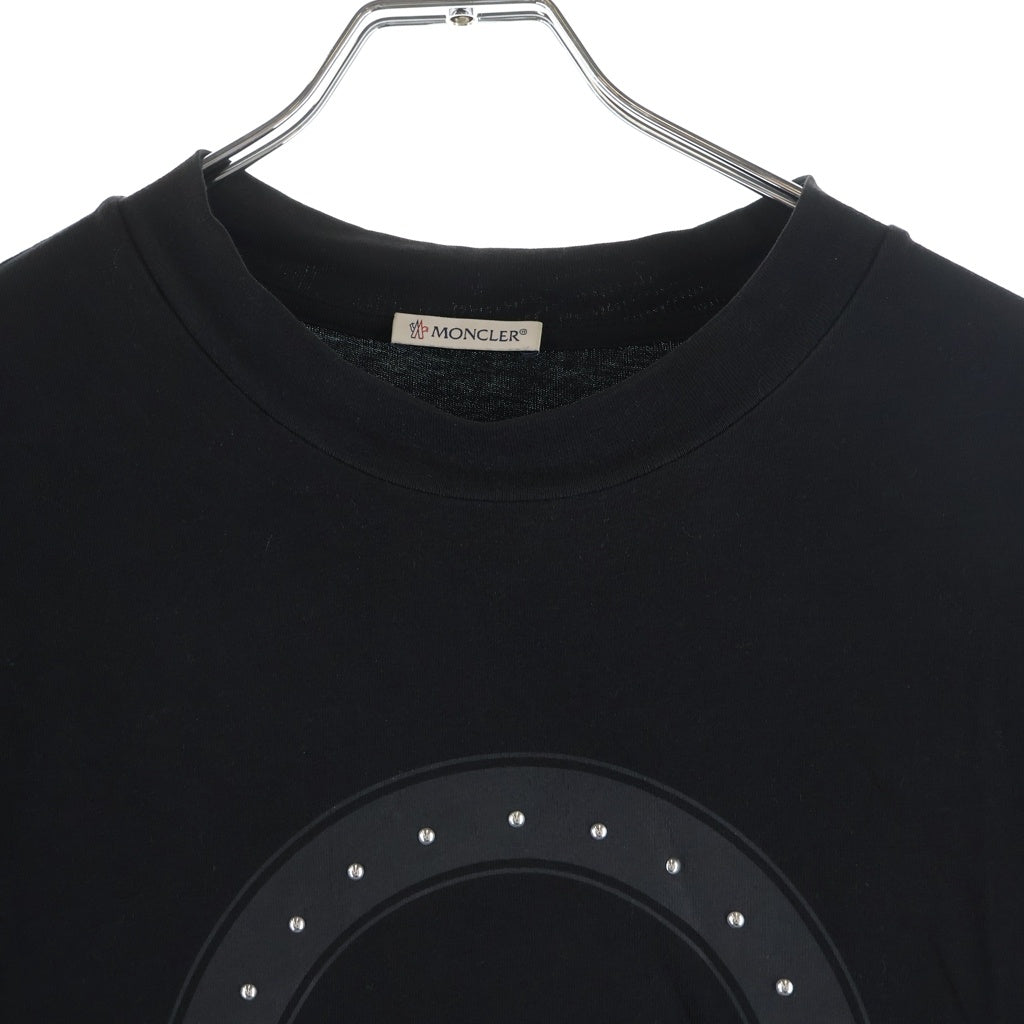 MONCLER(モンクレール) 21SS フロントスタッズロゴプリント クルーネック半袖Tシャツカットソー ブラック H10918C00015