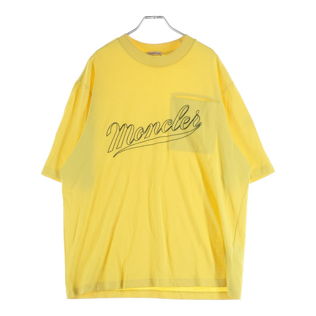MONCLER(モンクレール) 22SS フロントロゴ刺繍 胸ポケット クルーネック半袖Tシャツカットソー イエロー I10918C00005